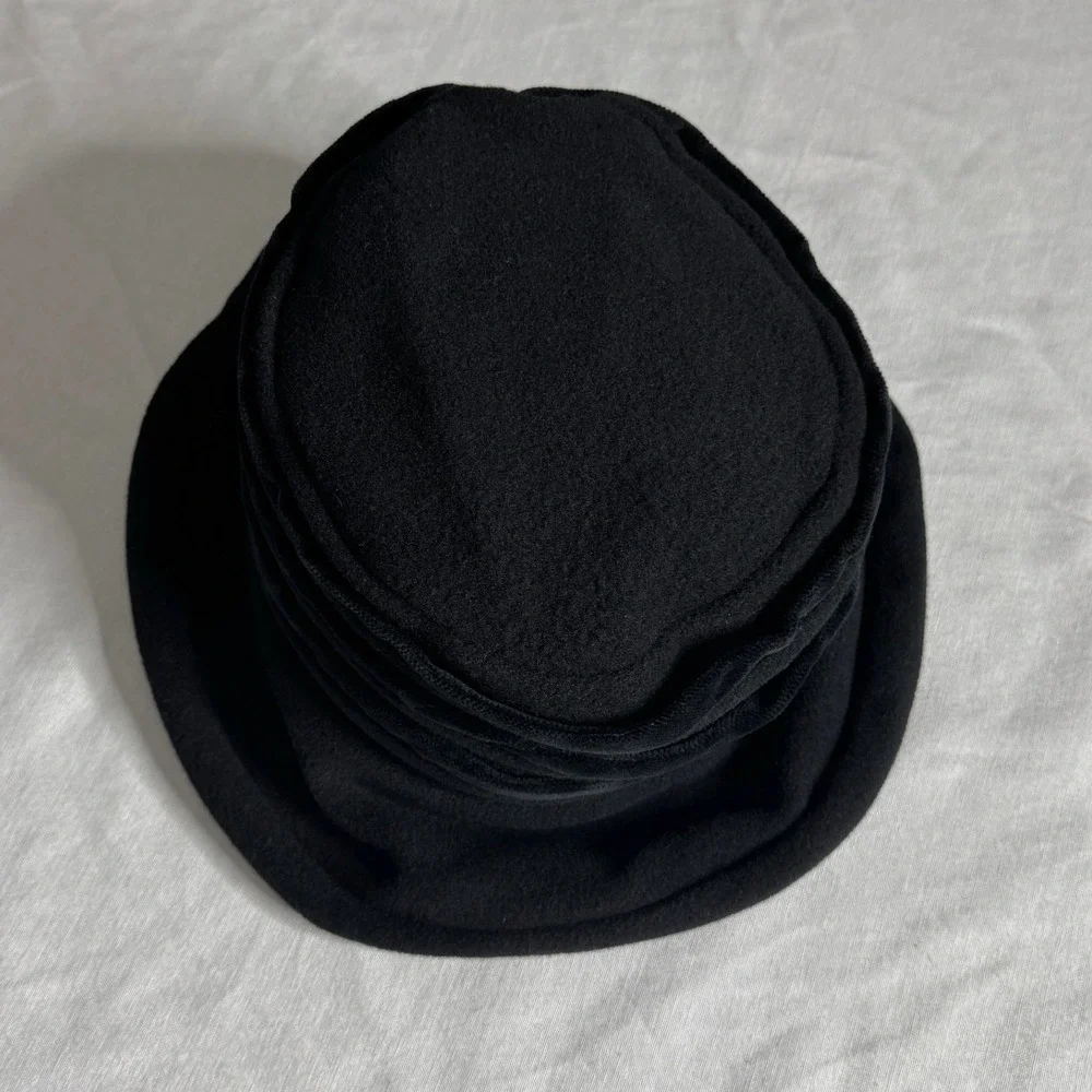 Vintage Lady Rachel Black Wool Blend‎ Cloche Hat Made in Italy Tiered Pleated